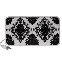 elegant white and black romantic damask iPod speaker