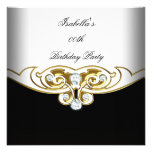 Elegant White Black Gold Diamond Image Personalised Announcement