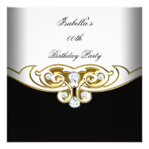 Elegant White Black Gold Diamond Image Personalised Announcement