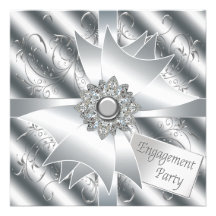 Elegant White Engagement Party Invitations