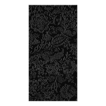 Elegant white floral pattern on a black background customized photo card