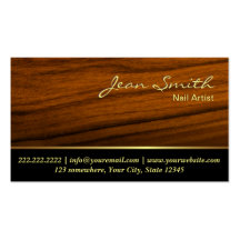 Elegant Wood Grain Nail Art Business Card