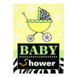 Elegant Yellow & Green with Zebra Baby Shower Personalized Announcement