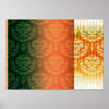 Elegant Yellow Orange Damask wedding gift Print