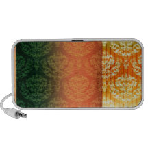 Elegant Yellow Orange Damask wedding gift iPhone Speakers