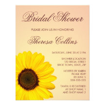Elegant yellow sunflower bridal shower invite