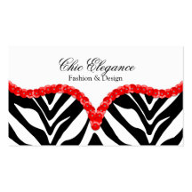 Elegant Zebra Print & Sequins Look Business Cards