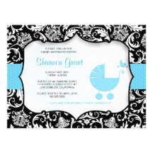 ElegBlack And Blue Baby Shower Invitation Template