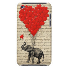 Elephant and heart shaped balloons barely there iPod cover