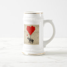 Elephant and heart shaped balloons coffee mugs