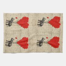 Elephant and heart shaped balloons hand towel