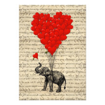 Elephant and heart shaped balloons personalised announcements