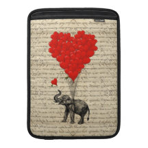 Elephant and heart shaped balloons sleeve for MacBook air