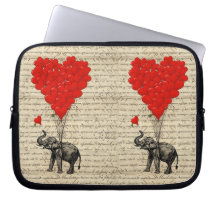 Elephant and heart shaped balloons laptop computer sleeve