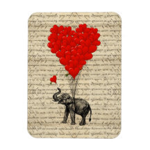 Elephant and heart shaped balloons magnet