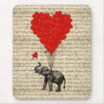 Elephant and heart shaped balloons mouse pads