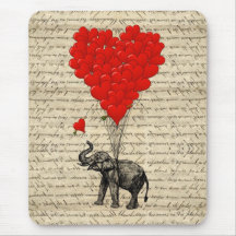 Elephant and heart shaped balloons mouse pads