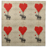 Elephant and heart shaped balloons napkin