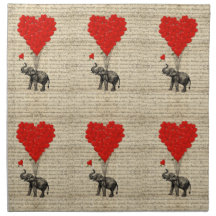 Elephant and heart shaped balloons napkin