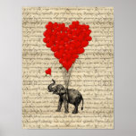 Elephant and heart shaped balloons print