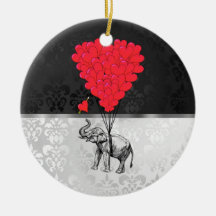 Elephant and love heart christmas ornament