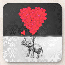 Elephant and love heart coasters