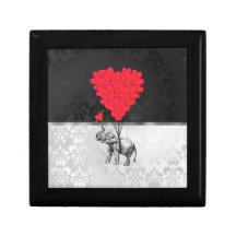 Elephant and love heart jewelry box