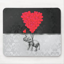 Elephant and love heart mousepads