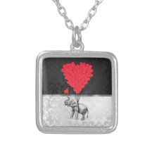 Elephant and love heart personalized necklace