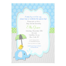 Elephant Baby Shower Invitations boy