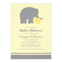 Elephant Baby Shower Invitations | Yellow & Grey