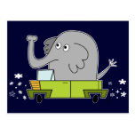 Elephant Driving a Car - PostCard