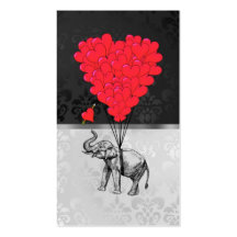Elephant & heart balloons business card template