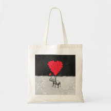 Elephant & heart balloons tote bag