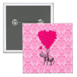 Elephant holding heart on pink damask