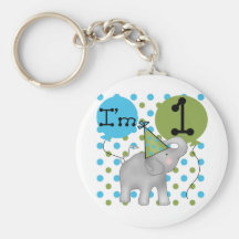 Elephant I'm 1 First Birthday Tshirts and Gifts Keychain