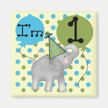 Elephant I'm 1 First Birthday Tshirts and Gifts Refrigerator Magnet