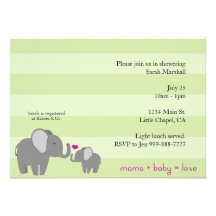Elephant Mum & Baby Shower Invite Green