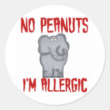 Elephant NO Peanuts I'm Allergic Stickers