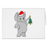Elephant (Santa Hat) Greeting Cards