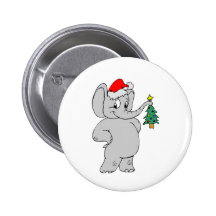 Elephant (Santa Hat) Pinback Button