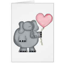 Elephant with Heart Balloon Cards