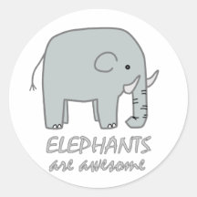 Elephants are Awesome Round Stickers