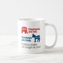 ELEPHANTS ARE RED. DONKEYS ARE BLUE. MUG