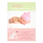 Elephants Baby Girl Photo Birth Announcements