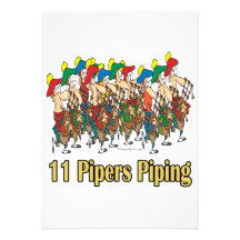 eleven pipers piping  11th day of christmas personalized invite