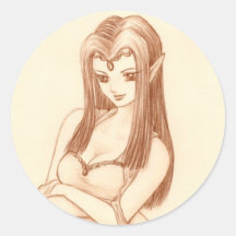Elf (anime style) round sticker