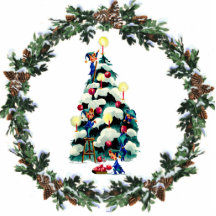 ELVES & CHRISTMAS TREE by SHARON SHARPE Cut Out