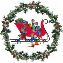 ELVES & SLEIGH by SHARON SHARPE Acrylic Cut Outs