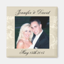 Embassy Floral Ecru Creme Save The Date Photo Fridge Magnets